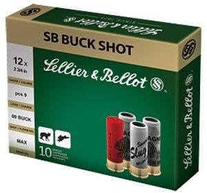 Sellier & Bellot SB12BSJ Hunting 12 Gauge 2.75" 9 Pellets 1 1/8 oz 00 Buck Shot
