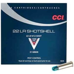 CCI 0039 Rimfire Shotshell 22 LR 31 gr #12 Shot