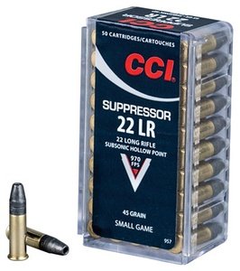 CCI 957 Suppressor Small Game 22 LR 45 gr Lead Hollow Point