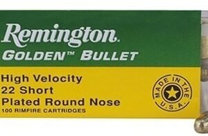 Remington Ammunition 21001 Golden Bullet 22 Short 29 gr Plated Lead Round Nose