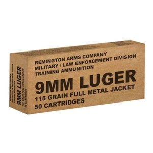 Remington Ammunition B9MM3 Overrun9mm Luger 115 GR Full Metal Jacket (FMJ) 50 Bx/ 10 Cs