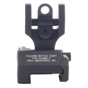 Troy Ind SSIGFBSROBT00 Rear Folding BattleSight Round Black Hardcoat Anodized for AR-15