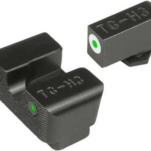 TruGlo TG231G2W Tritium Pro High Night Sight Set – White Outline Front, Green Tritium Rear, Black Nitride Fortress Frame (Fits Most Glock, Except MOS)
