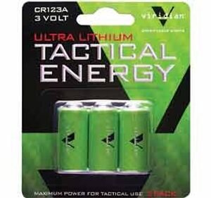 Viridian 3500006 CR123 Battery Green 3.0 Volts 1,750 mAh (3) Single Pack