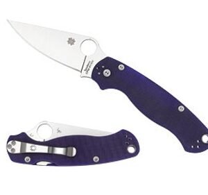 Spyderco C81GPDBL2 Para Military 2 3.42" Folding Plain Satin CPM S110V Blade/Dark Blue Textured G10 Handle Includes Pocket Clip
