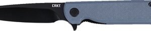 CRKT 3801KN LCK + 3.38" Folding Plain Black Oxide 14C28N Steel Blade, Gray Textured G10 Handle