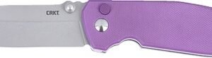 CRKT 2495P SQUID XM 2.95" Folding Plain Stonewashed 14C28N Steel Blade, Purple G10 Handle