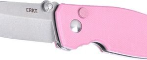 CRKT 2474P SQUID EDC 2.27" Folding Plain Stonewashed D2 Steel Blade, Pink G10 Handle