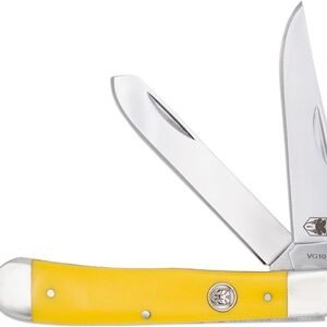 CobraTec Knives COBRATEC TRAPPER TWO BLADE G-10 YELLOW DELRIN/SS SLIP JNT