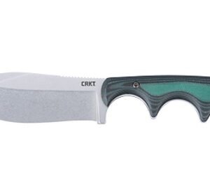 CRKT 2376 Minimalist Nessmuk Fixed Plain Stonewashed D2 Steel Blade, Green Micarta Handle
